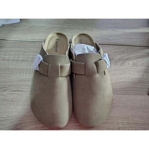 Lurnyet Taupe Slip On Clog Mules Women Size 9 Buckle Detail Comfort Shoes